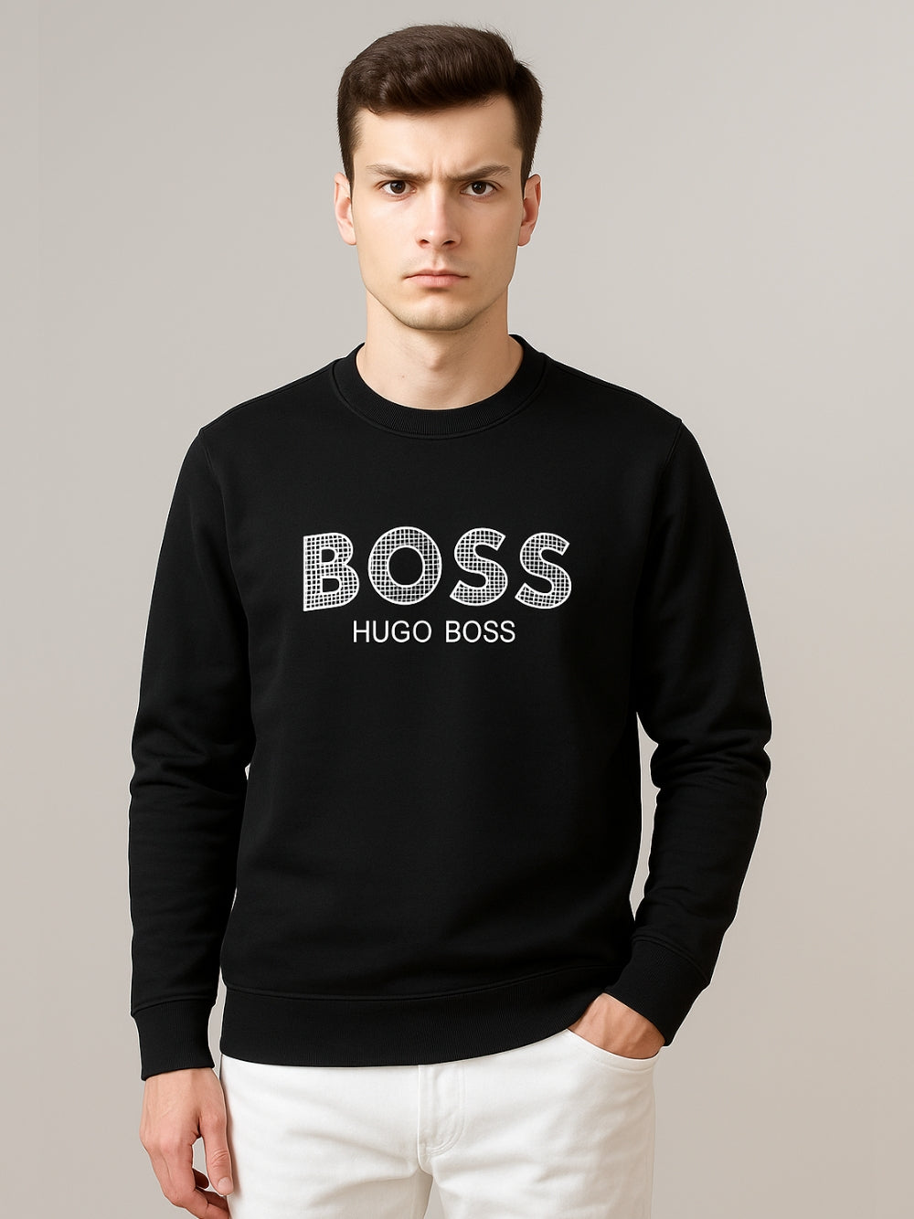 BOSS LOGO CREW NECK SWEAT SHIRTS